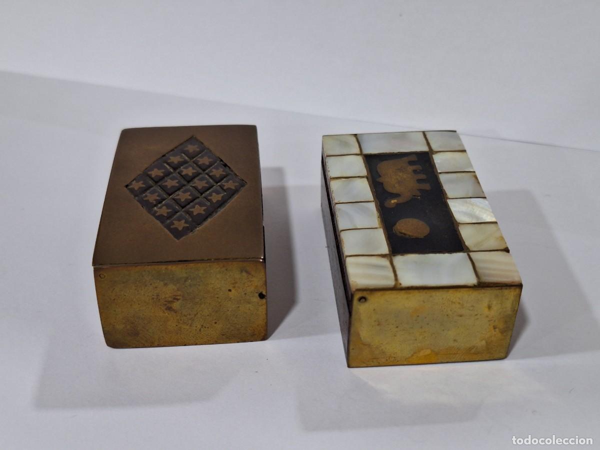 Cajas y cajitas met&aacute;licas: Lote 2 cajitas madera y lat&oacute;n. - Foto 9