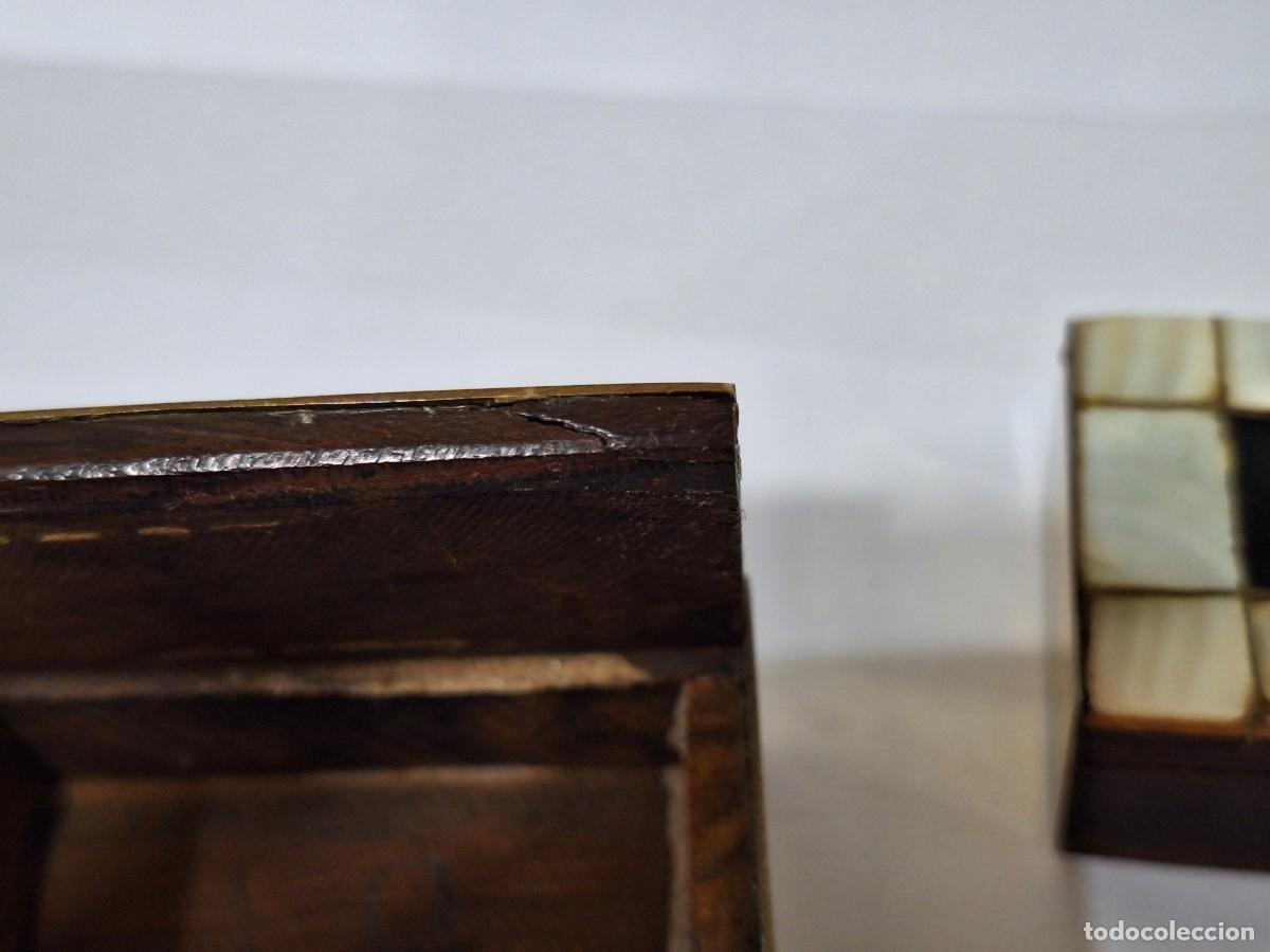 Cajas y cajitas met&aacute;licas: Lote 2 cajitas madera y lat&oacute;n. - Foto 10
