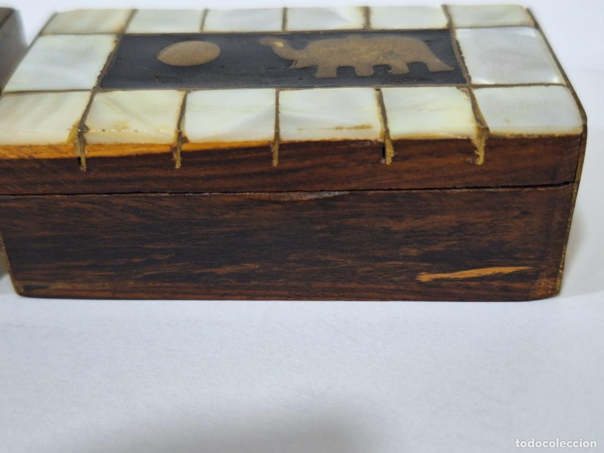 Cajas y cajitas met&aacute;licas: Lote 2 cajitas madera y lat&oacute;n. - Foto 12