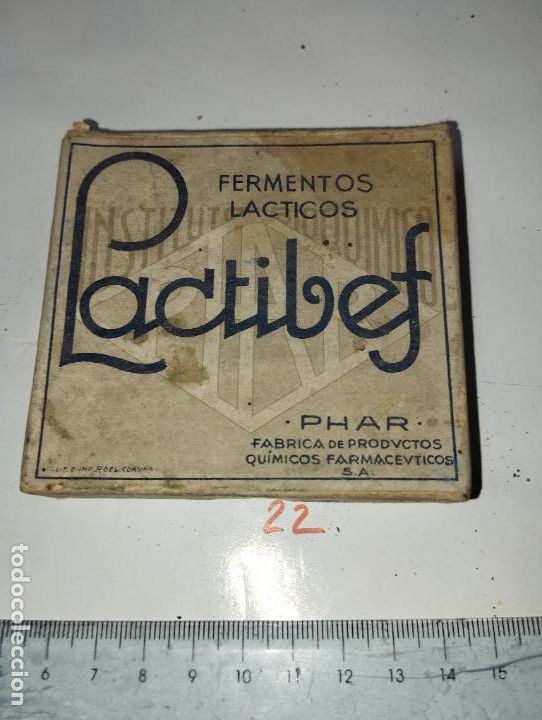 Cajas y cajitas met&aacute;licas: CAJA DE FARMACIA FERMENTOS LACTICOS LACTIBEF LAB. PHAR // MEDICAMENTO ANTIGUO