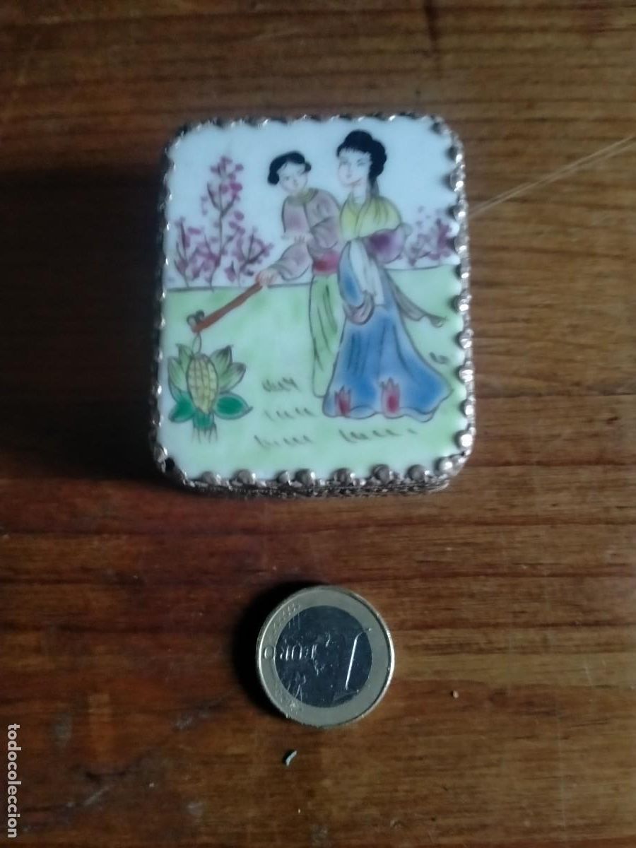 Cajas y cajitas met&aacute;licas: CAJA DE MINIATURA JOYERO CER&Aacute;MICA PORCELANA ALPACA