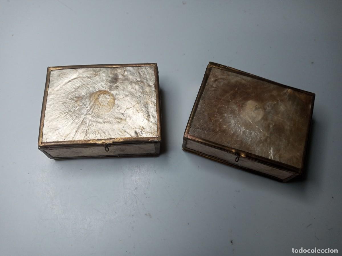 Cajas y cajitas met&aacute;licas: 2 cajitas pintadas y forradas - Foto 1