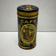 Cajas y cajitas metálicas: ANTIGUO BOTE LATA - CAJA METALICA SERIGRAFIADA CAFE PUERTO RICO - G.DE ANDREIS BADALONA