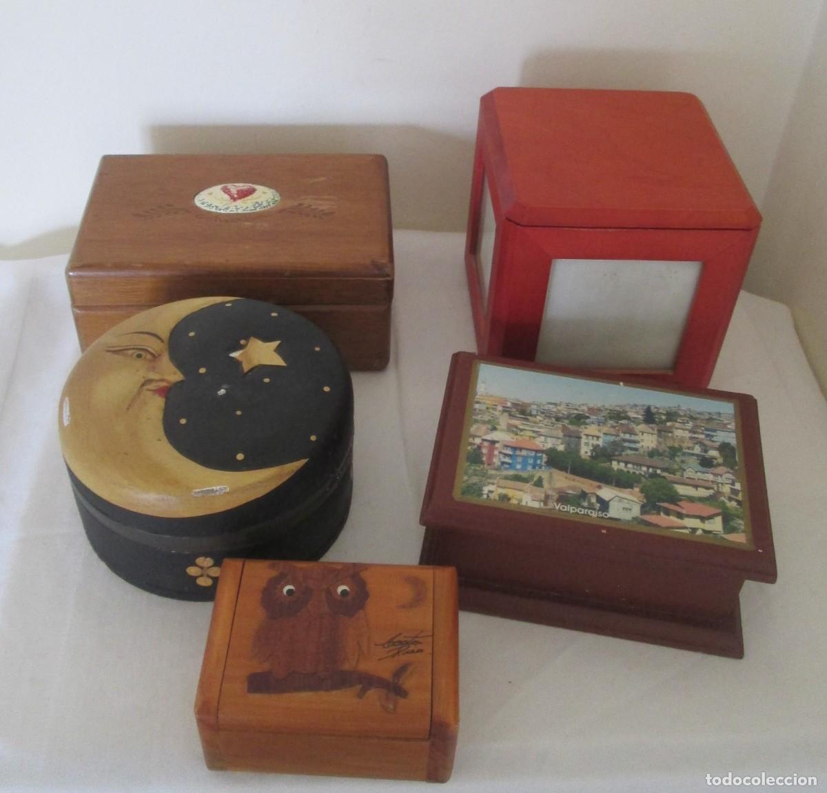 Cajas y cajitas met&aacute;licas: Lote de 5 cajas de madera - Foto 1