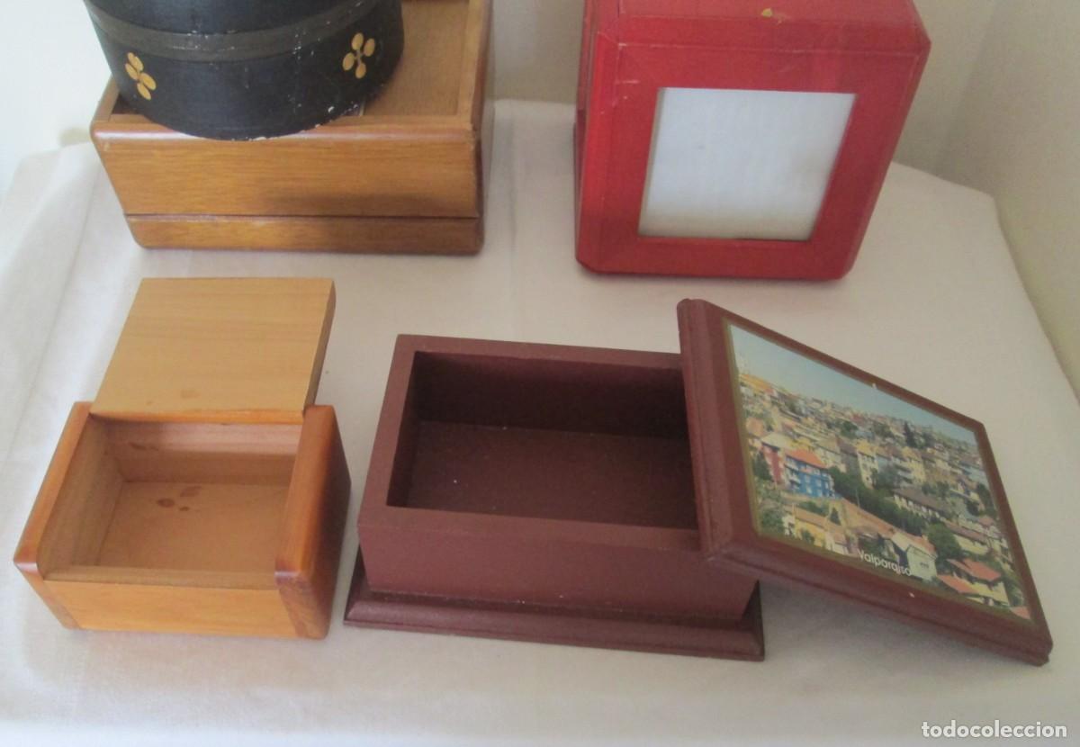 Cajas y cajitas met&aacute;licas: Lote de 5 cajas de madera - Foto 4