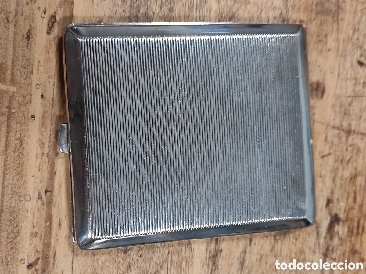 Cajas y cajitas met&aacute;licas: Pitillera Alpaca plateada a&ntilde;os 50 - Foto 2