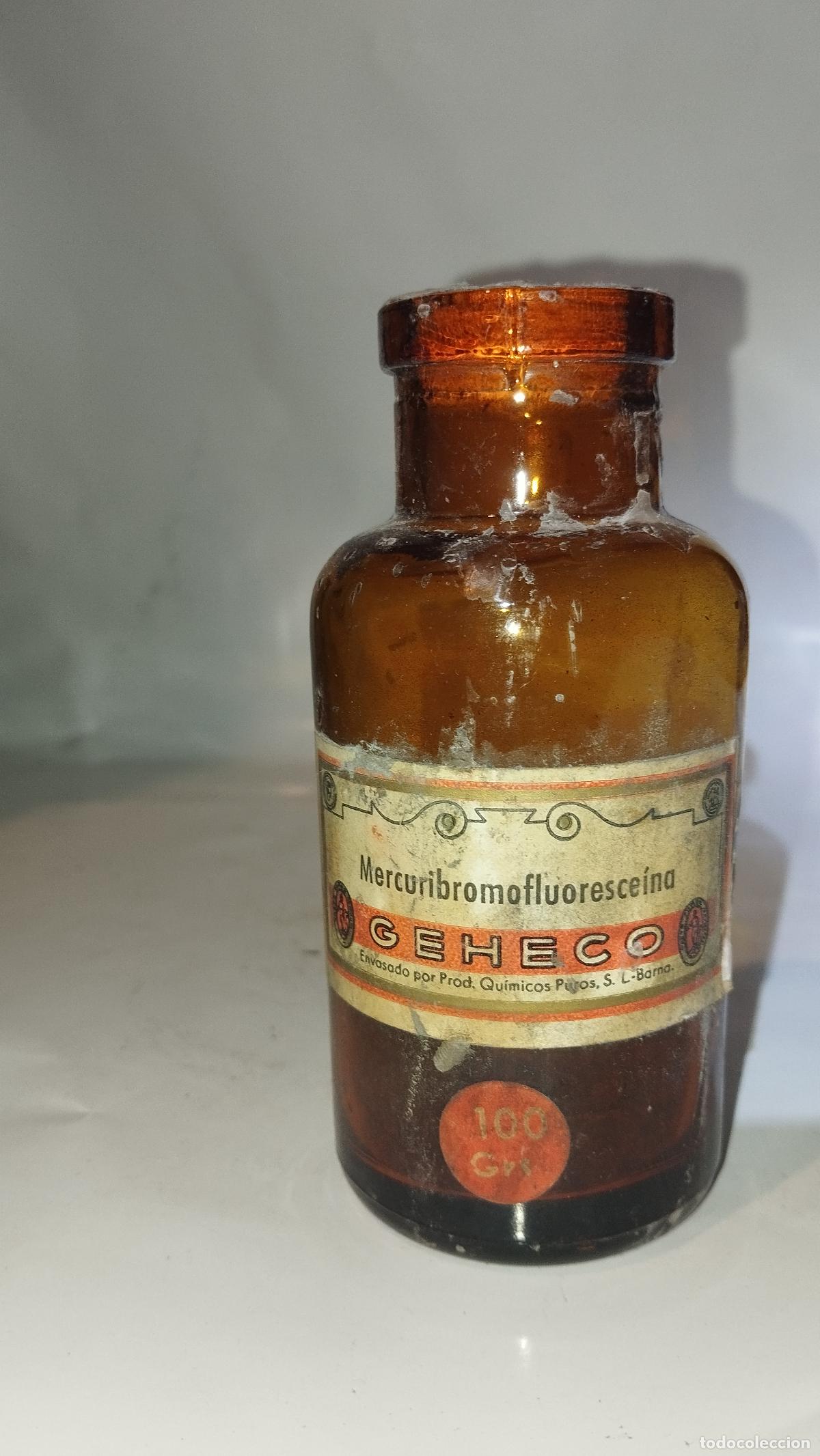 Cajas y cajitas met&aacute;licas: FRASCO DE FARMACIA MECURIBROMOFUORESCEDINA MERCURIO// MEDICAMENTO ANTIGUO