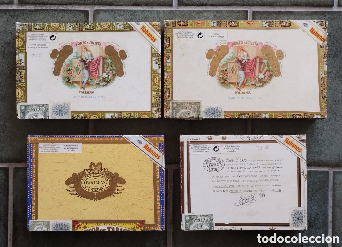 Casse e cassette metalliche: 4 Cajas Puros Cubanos Vac&iacute;as