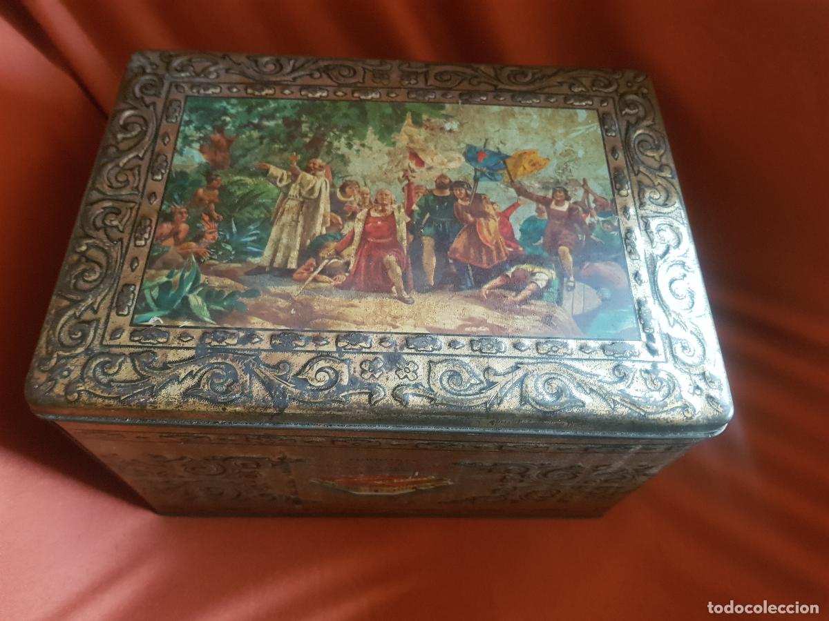 Cajas y cajitas met&aacute;licas: turron xixona .litografia cristobal colon