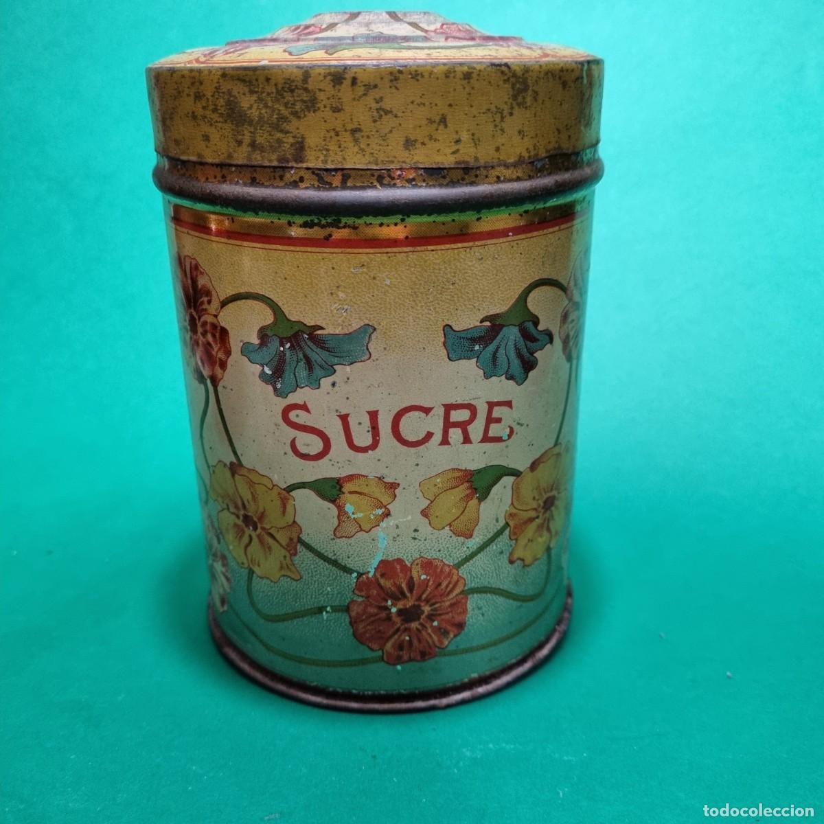 Cajas y cajitas met&aacute;licas: CONSERVADA LATA LITOGRAFIADA ART NOUVEAU PP.SGXX. SUCRE MODERNISTA