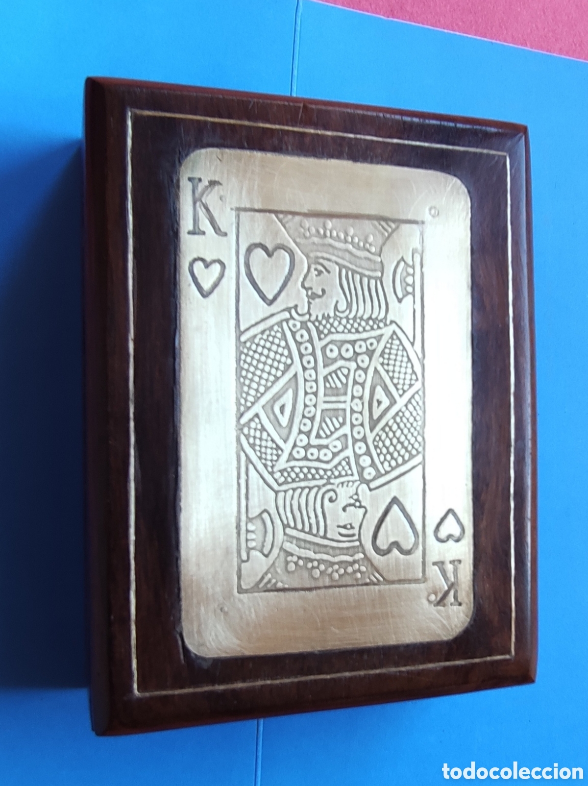 Cajas y cajitas met&aacute;licas: Caja para baraja, en madera y laton - Foto 2