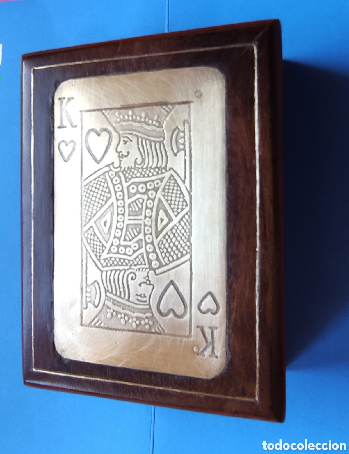 Cajas y cajitas met&aacute;licas: Caja para baraja, en madera y laton - Foto 3