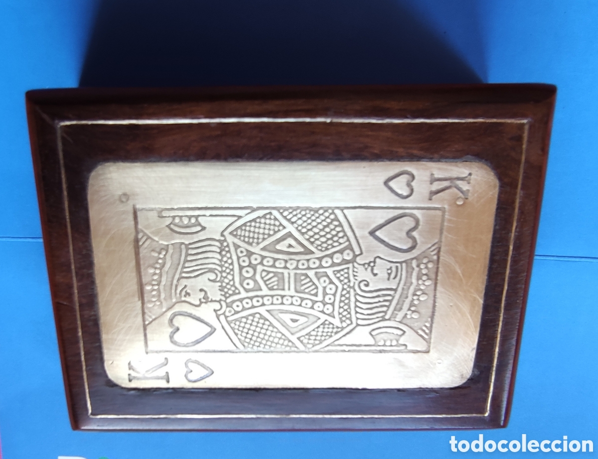 Cajas y cajitas met&aacute;licas: Caja para baraja, en madera y laton - Foto 4