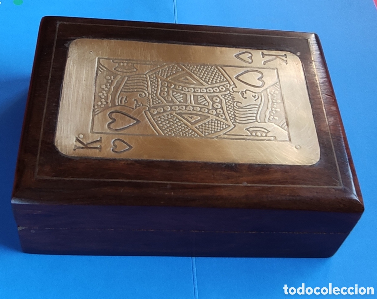 Cajas y cajitas met&aacute;licas: Caja para baraja, en madera y laton - Foto 8
