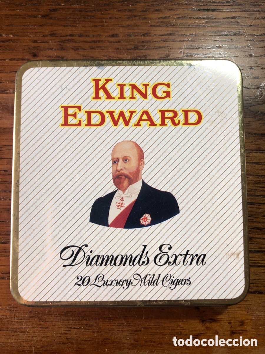Cajas y cajitas met&aacute;licas: CAJA DE LATA DE CIGARRILLOS KING EDWARD DIAMONDS EXTRA LUXURY CIGARS TABACO