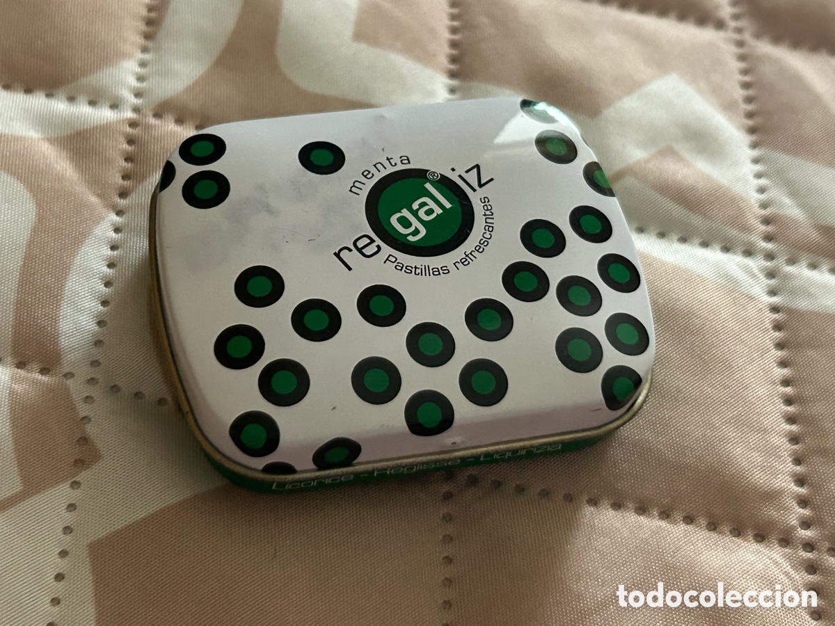Casse e cassette metalliche: CAJA MET&Aacute;LICA DE PASTILLAS REFRESCANTES DE REGALIZ. MENTA. SAET SWEETS. LATA. VAC&Iacute;A