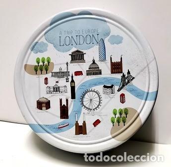 Cajas y cajitas met&aacute;licas: CAJA DE METAL GALLETAS A TRIP TO EUROPE LONDON (CAJA VACIA) - CAJAMETALICA-1804