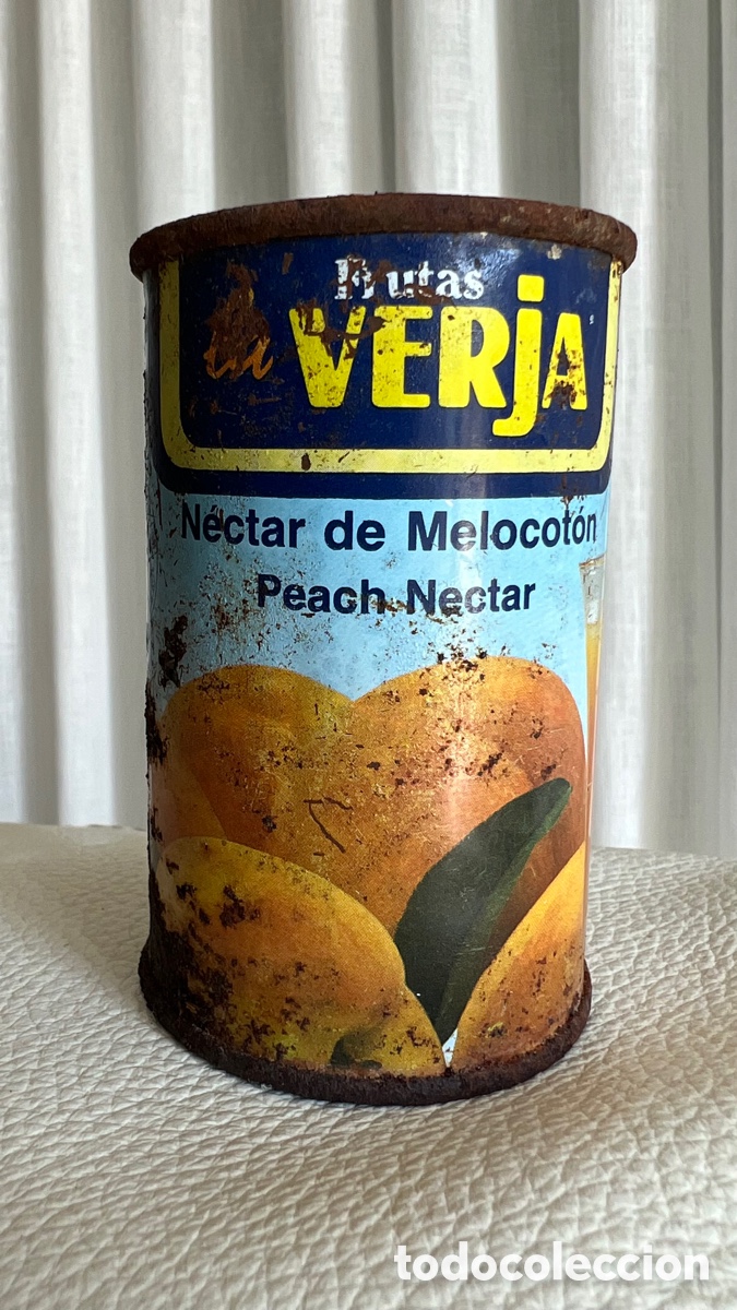 Cajas y cajitas met&aacute;licas: LATA DE ZUMOS LA VERJA, MELOCOTON
