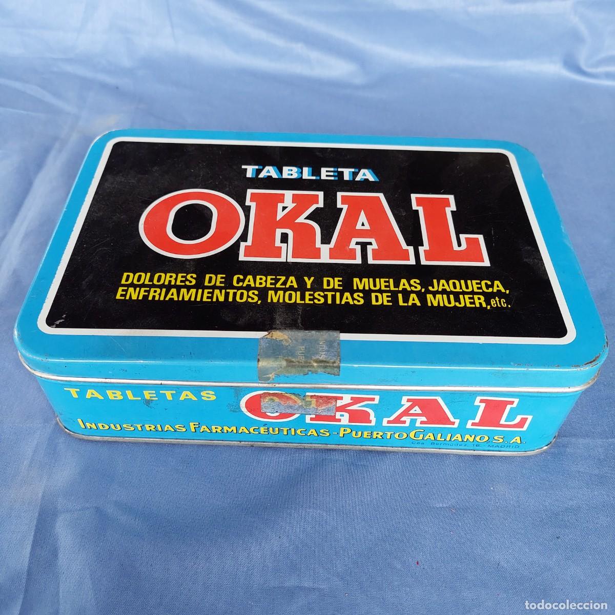 Cajas y cajitas met&aacute;licas: Antigua lata tableta okal contra el dolor