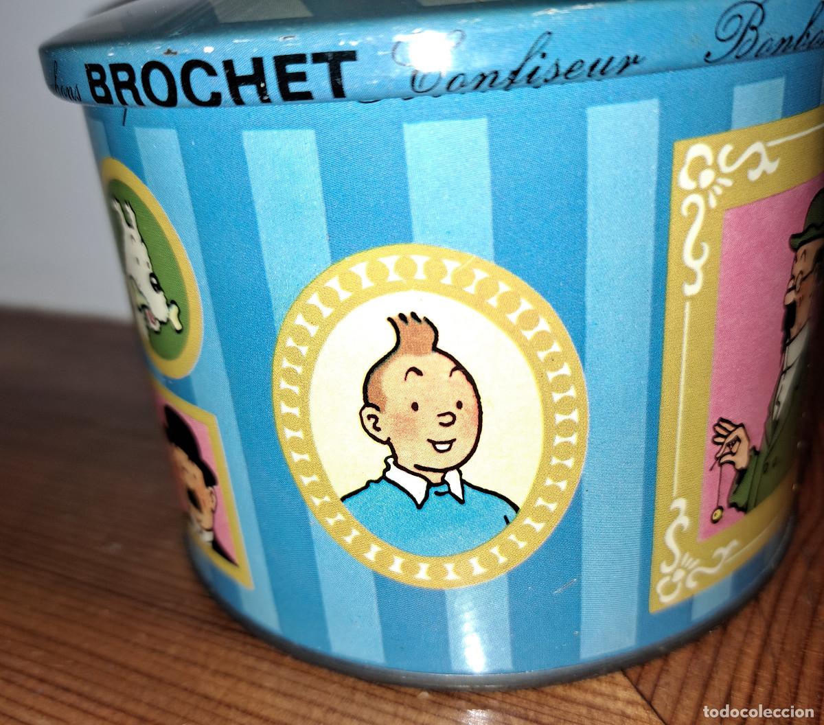 Cajas y cajitas met&aacute;licas: TINTIN - LATA DE BOMBONES BROCHET - A&Ntilde;O 1965 - EXCELENTE ESTADO - MEDIDAS; 8,5 x 11 cms.