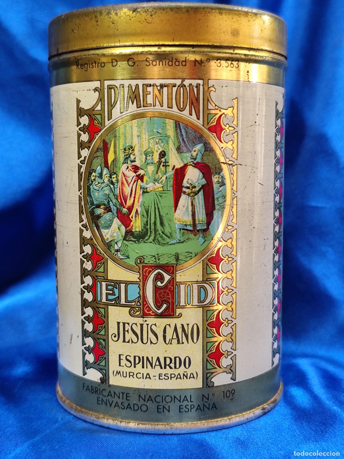 Cajas y cajitas met&aacute;licas: Lata piment&oacute;n Jes&uacute;s Cano. El Cid. - Foto 2