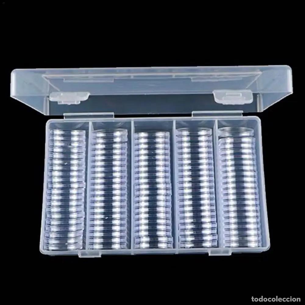 Cajas y cajitas met&aacute;licas: CAJA DE 100 CAPSULAS MONEDAS 25 MM