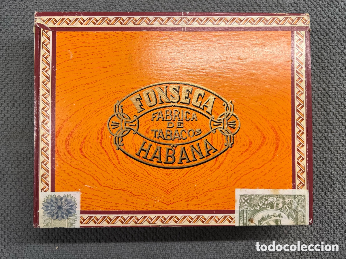 Cajas y cajitas met&aacute;licas: HABANA. CAJA DE PUROS. F&aacute;brica de Tabacos FONSECA.. Timbres originales