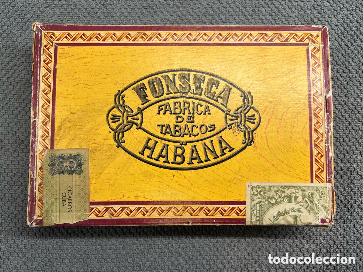 Cajas y cajitas met&aacute;licas: HABANA. CAJA DE PUROS. F&aacute;brica de Tabacos FONSECA.. 25 Cosacos.. Timbres originales.. VAC&Iacute;A