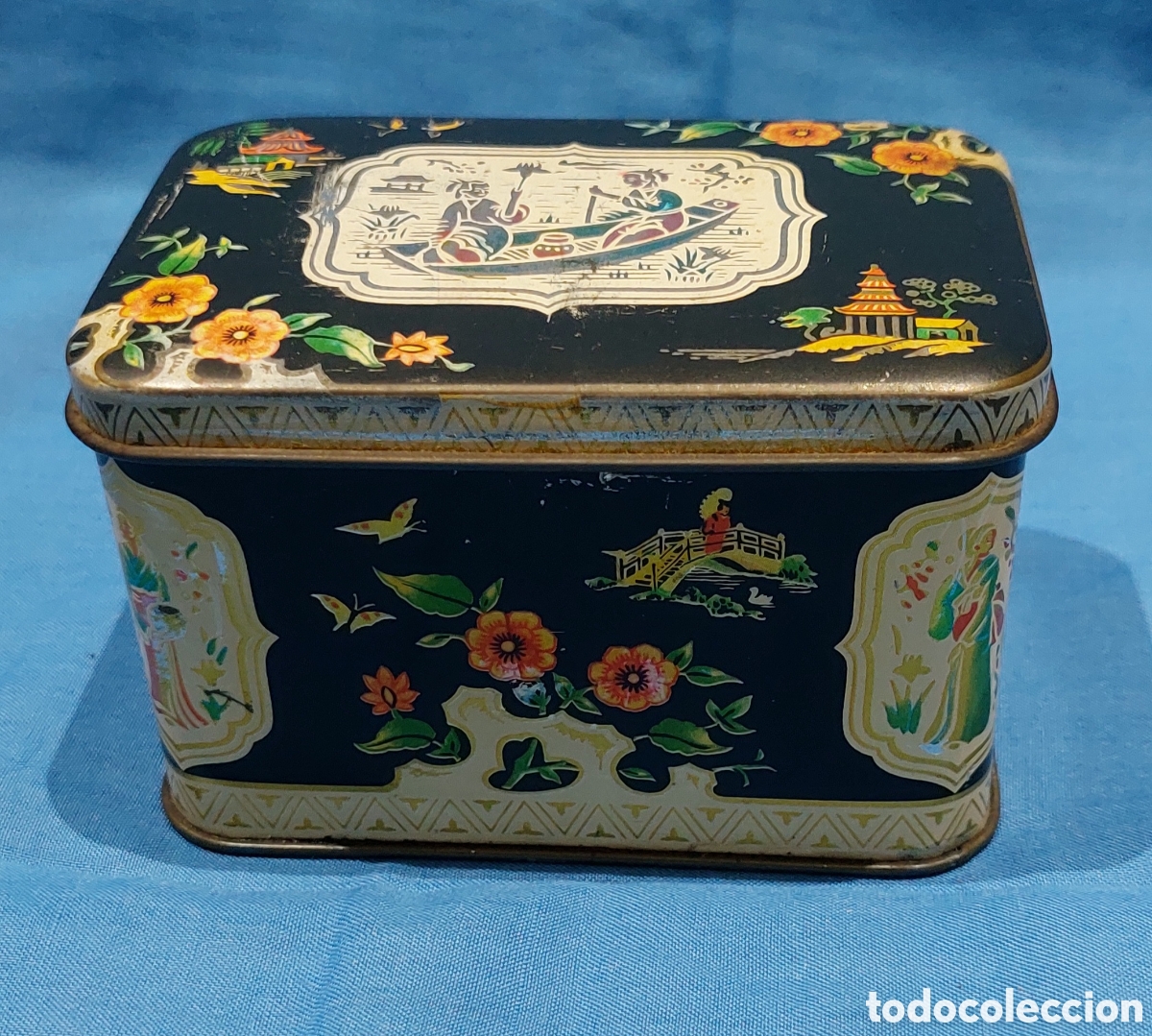 Caixas e caixinhas met&aacute;licas: Caja de metal con dibujo oriental (es de toffee)