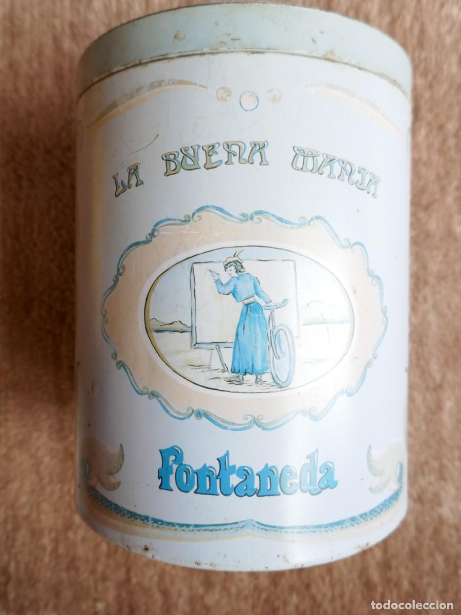 Cajas y cajitas met&aacute;licas: ANTIGUO BOTE GALLETAS FONTANEDA. - Foto 1