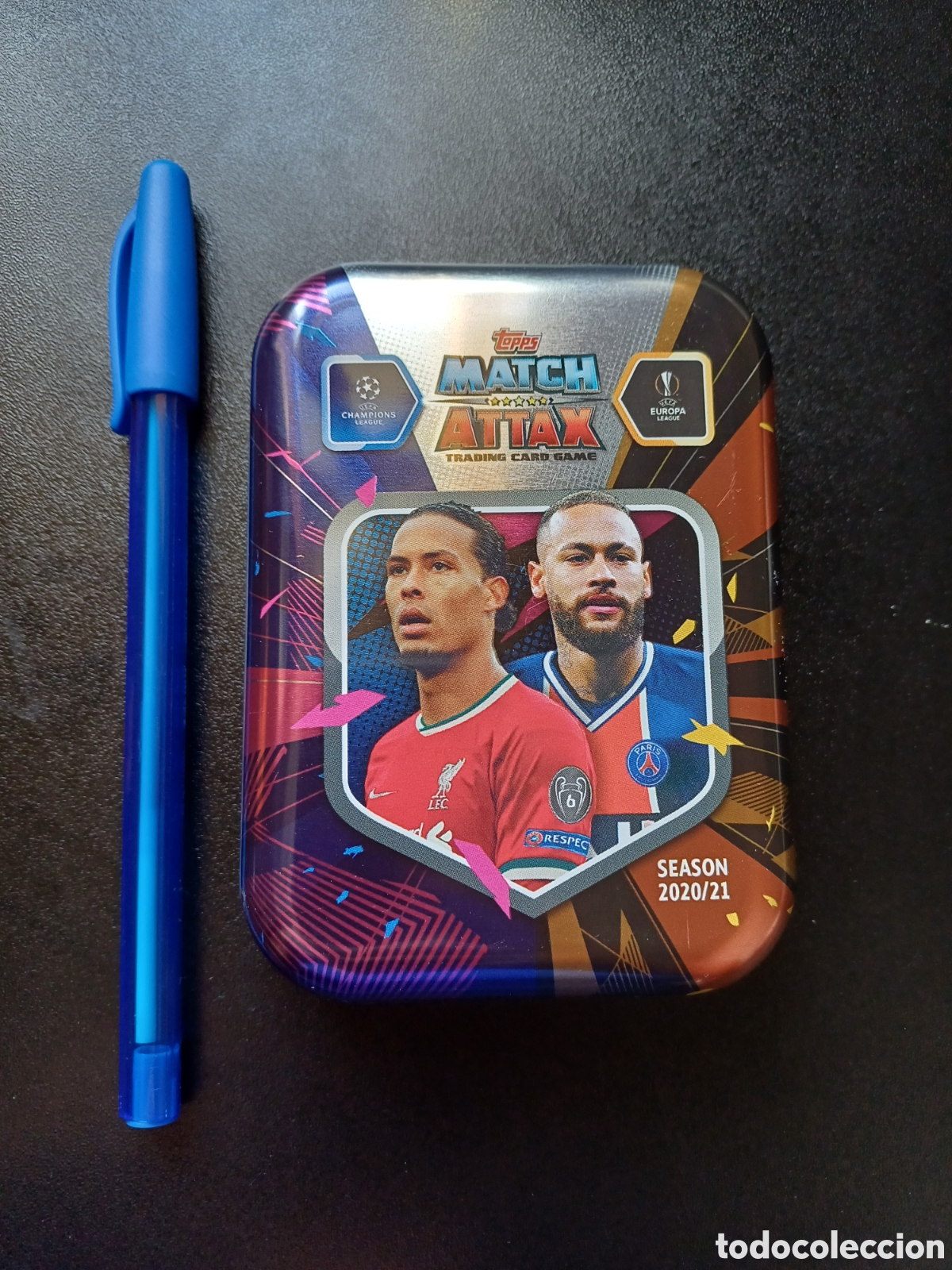 Cajas y cajitas met&aacute;licas: CAJA LATA VAC&Iacute;A TOPPS MATCH ATTAX 2020/21 VAN DIJK NEYMAR JR