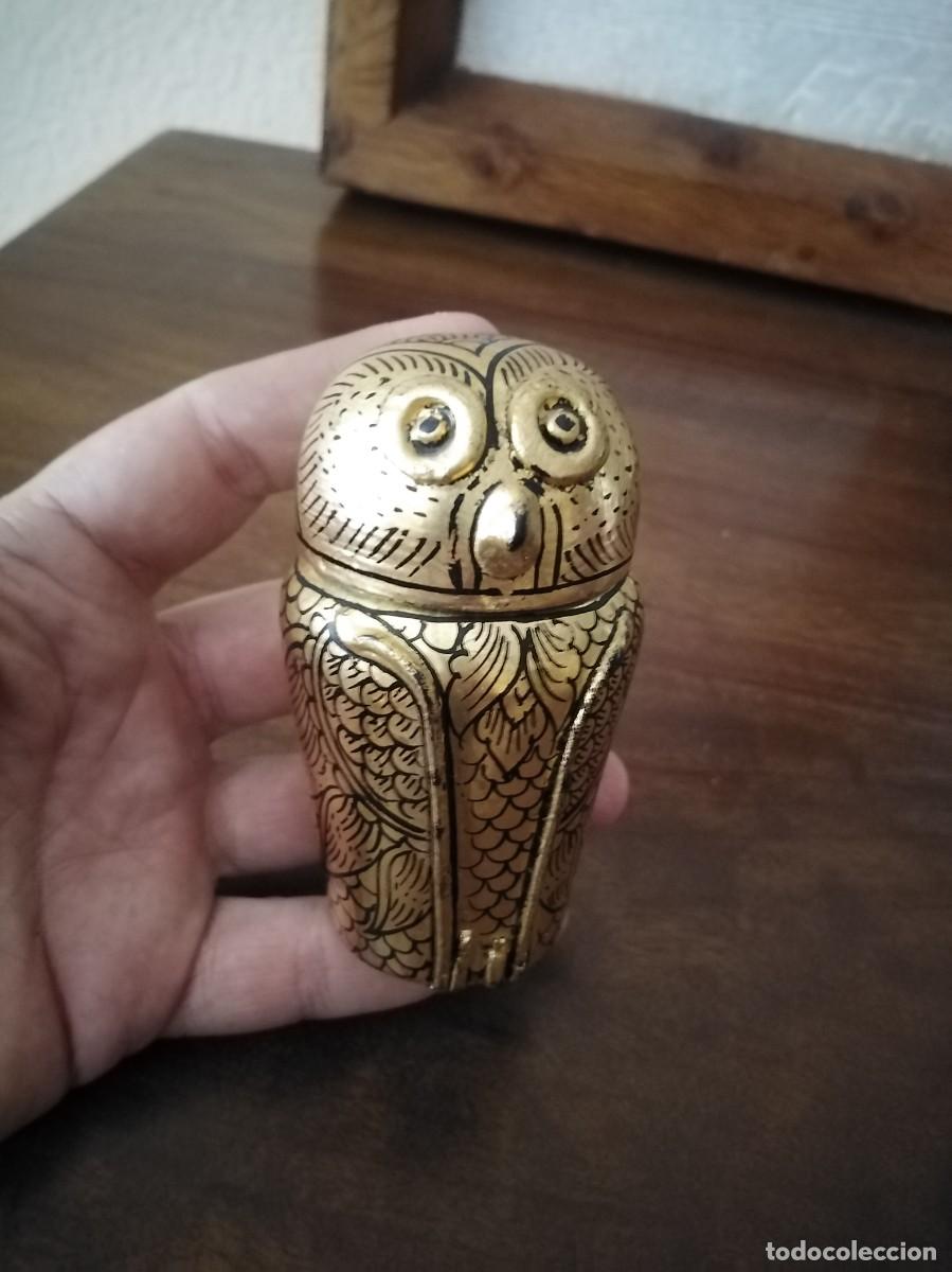 Cajas y cajitas met&aacute;licas: Vaso canopo egipcio con forma de b&uacute;ho. - Foto 2