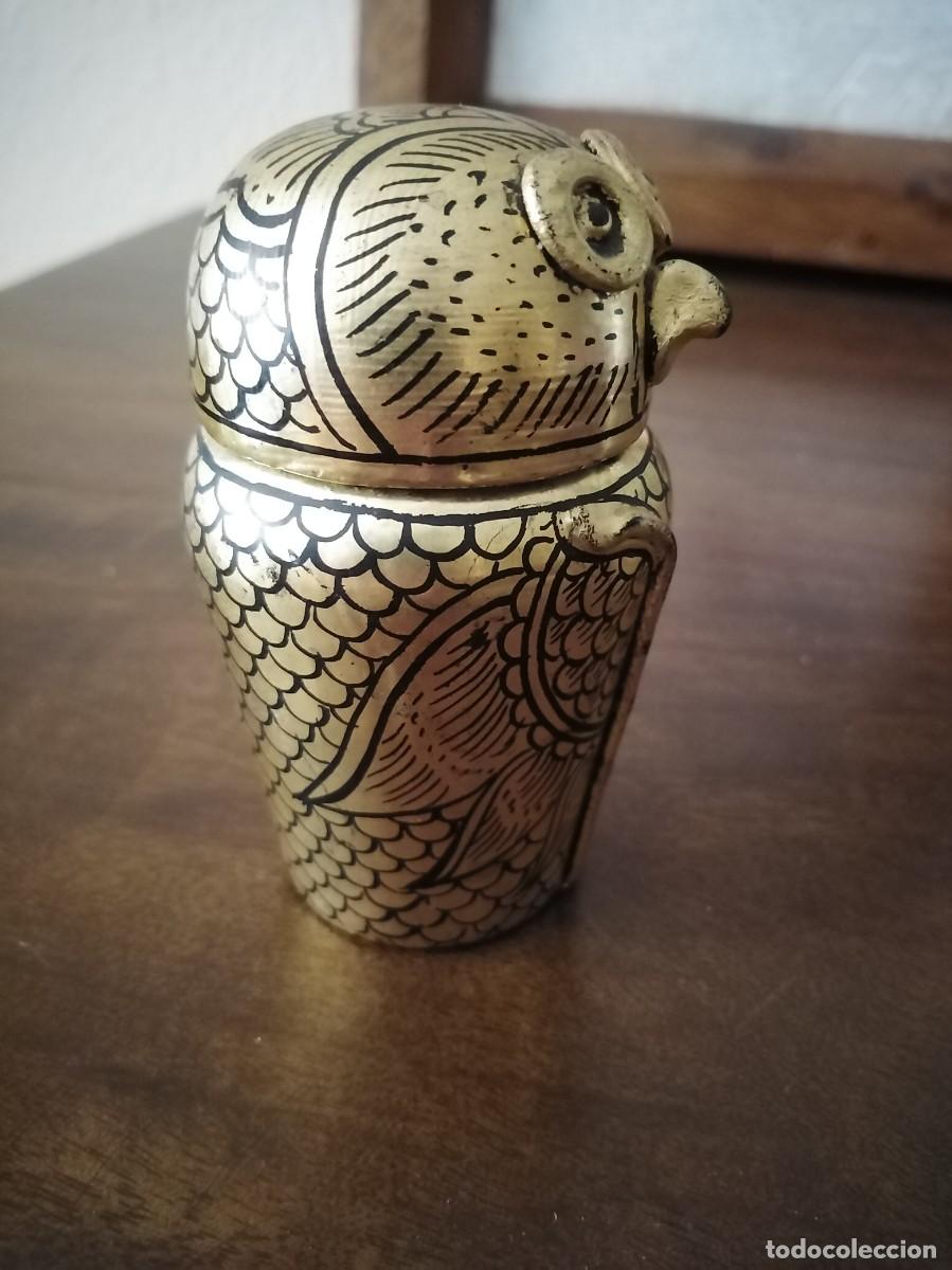 Cajas y cajitas met&aacute;licas: Vaso canopo egipcio con forma de b&uacute;ho. - Foto 7