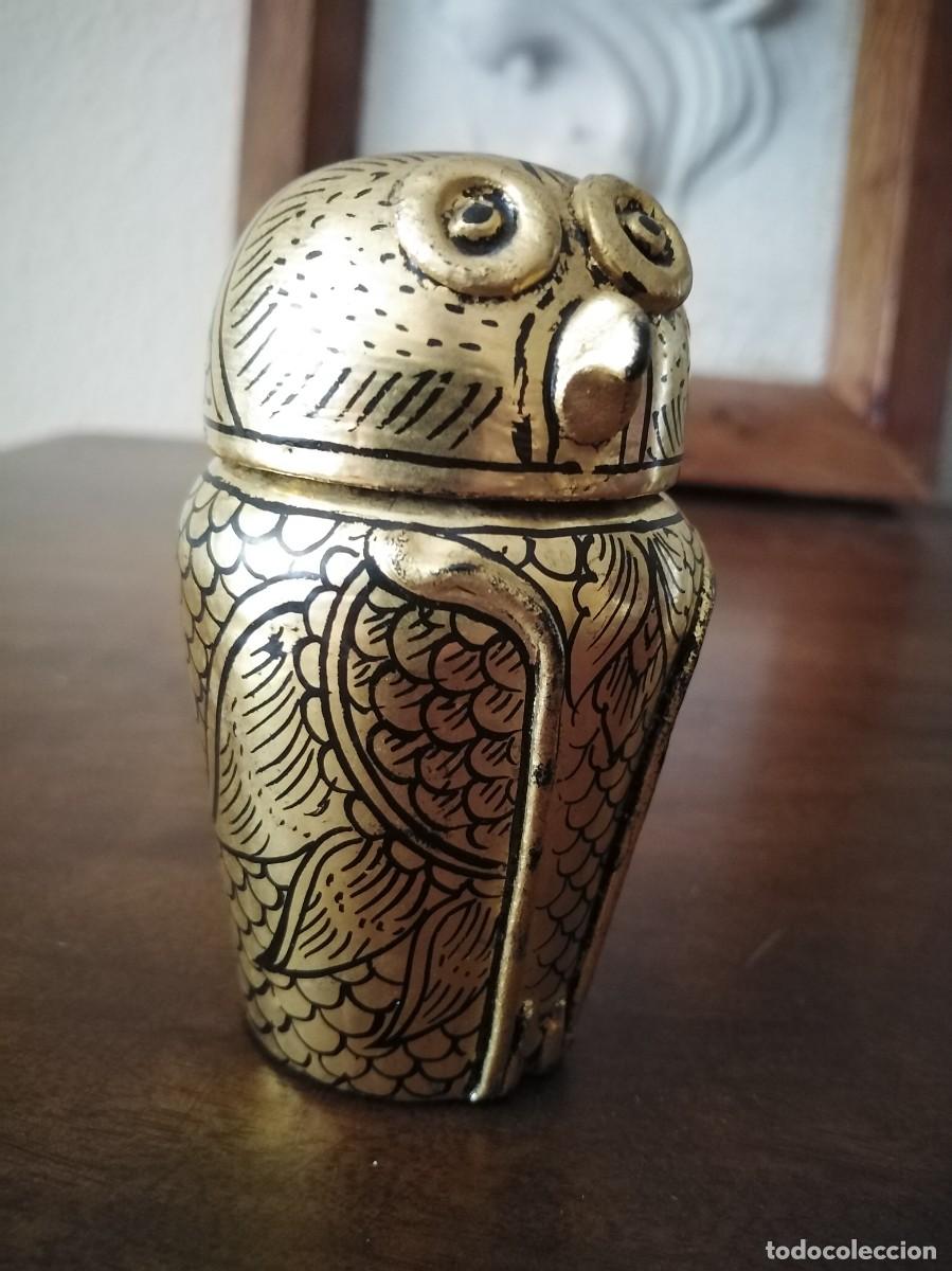 Cajas y cajitas met&aacute;licas: Vaso canopo egipcio con forma de b&uacute;ho. - Foto 8