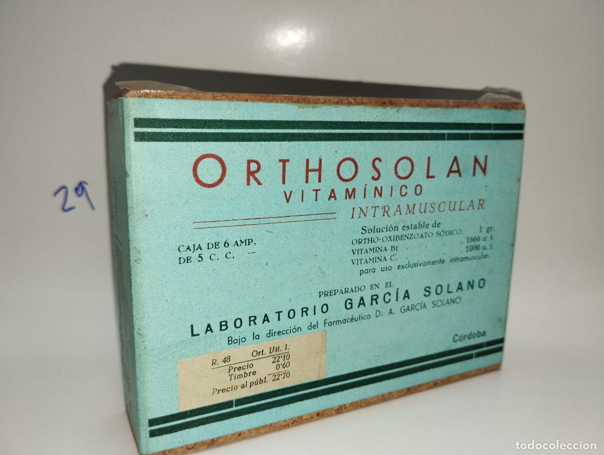 Cajas y cajitas met&aacute;licas: CAJA DE FARMACIA ORTHOSOLAN LAB. GARCIA SOLANO // MEDICAMENTO ANTIGUO