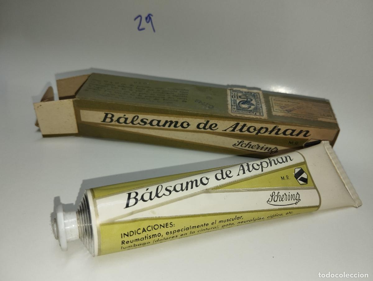Bo&icirc;tes et petites bo&icirc;tes m&eacute;talliques: CAJA DE FARMACIA BALSAMO ATOPHAN LAB. SCHERING // MEDICAMENTO ANTIGUO
