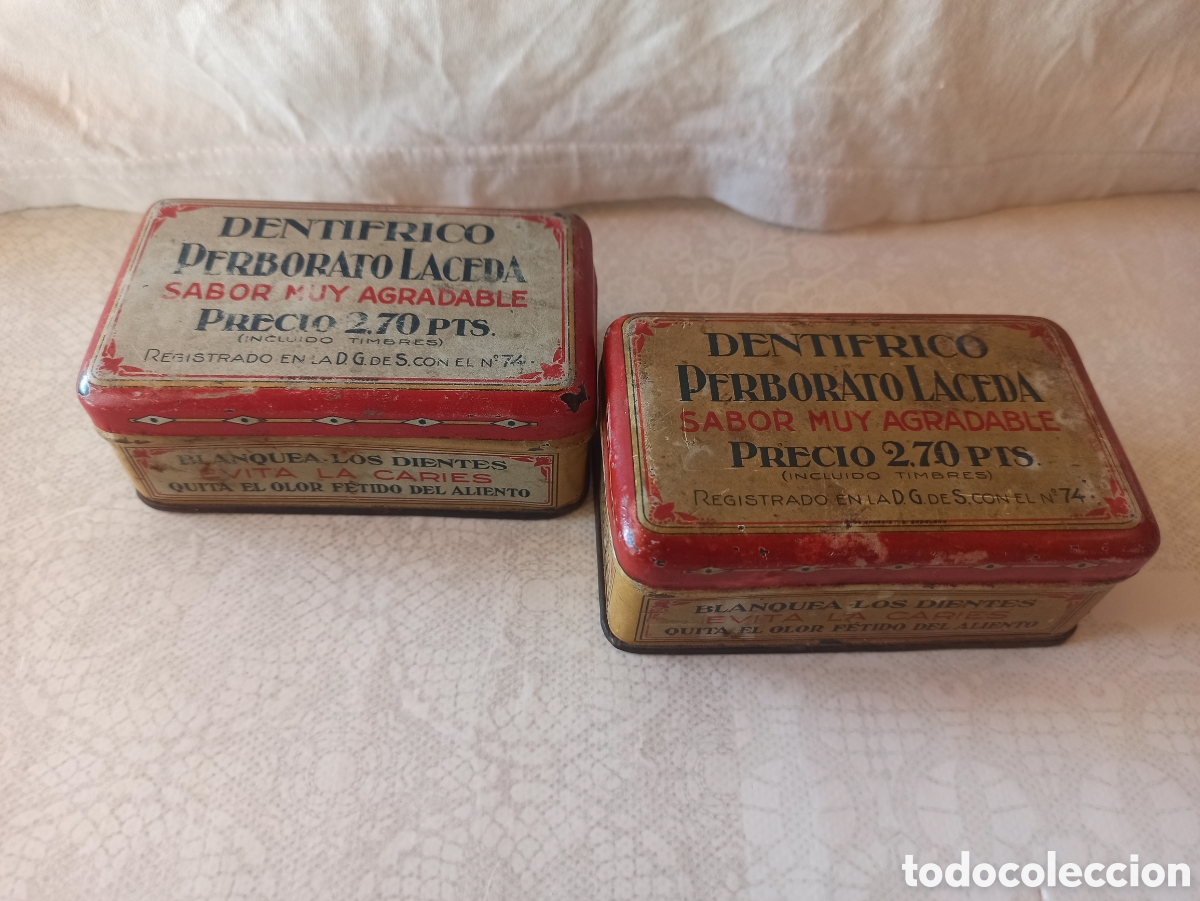 Cajas y cajitas met&aacute;licas: Cajas de lata de DENTIFRICO PERBORATO LACEDA de Baracaldo Antigua.