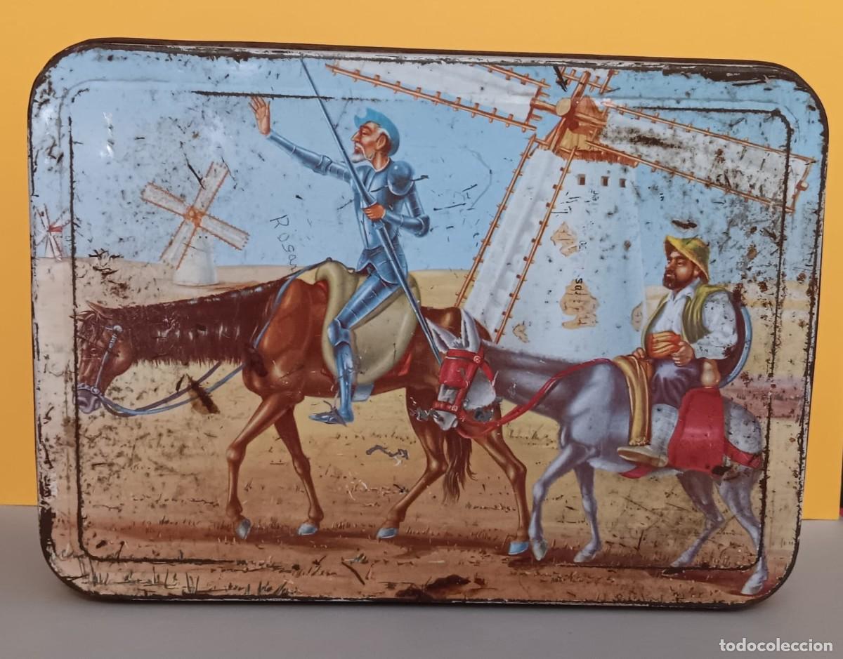 Cajas y cajitas met&aacute;licas: caja lata metal dulce de membrillo don quijote de la mancha puente genil espa&ntilde;a vintage