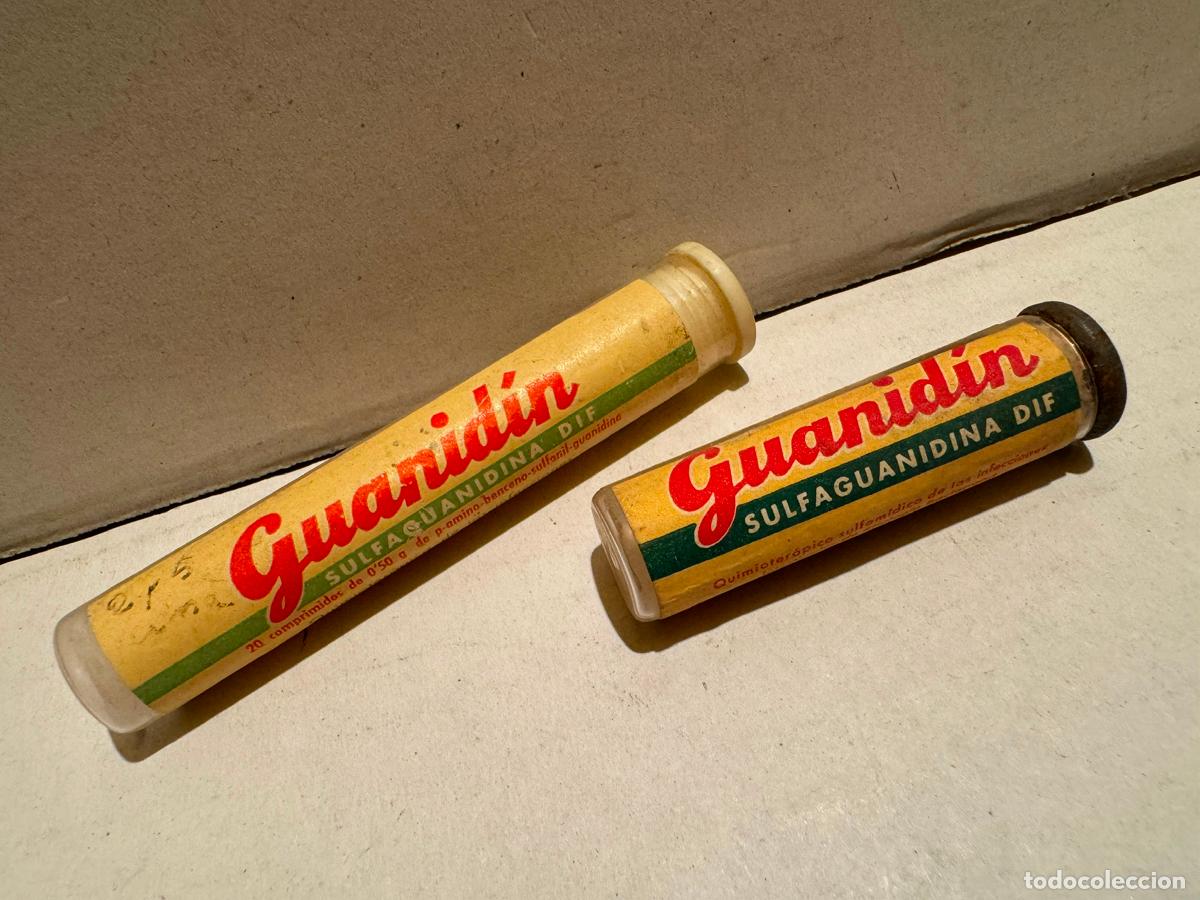 Cajas y cajitas met&aacute;licas: ANTIGUO FRASCO CRISTAL MEDICAMENTO GUANIDIN