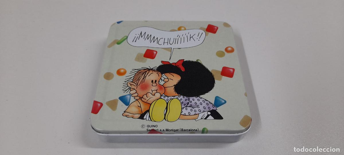 Cajas y cajitas met&aacute;licas: MAFALDA Y GUILLE . ANTIGUA CAJA METALICA . QUINO ( BARCELONA ) . ORIGINAL A&Ntilde;OS 80