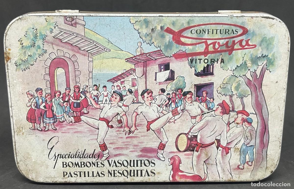 Blechdosen und Kisten: Caja de metal &rdquo; Bombones Vasquitos. Pastillas Neskitas&rdquo; Pasteler&iacute;a Goya. Vitoria. CAR1002