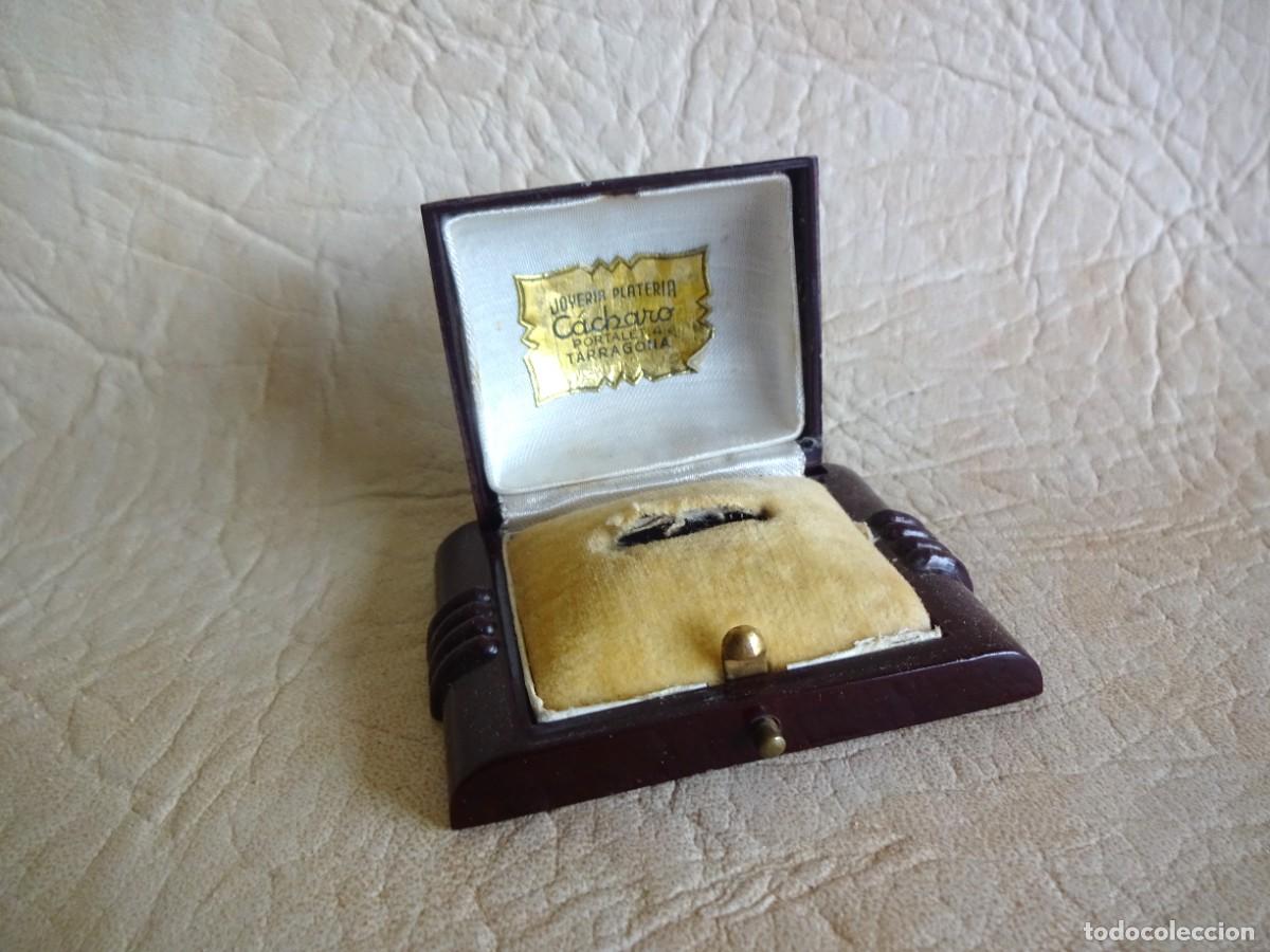 Cajas y cajitas met&aacute;licas: antigua caja de anillo joyeria plateria cacharo tarragona baquelita