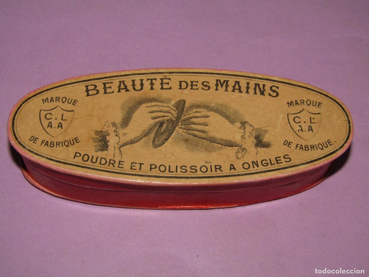 Casse e cassette metalliche: Antigua Caja Vac&iacute;a de BEAUTE DES MAINS Polvo y Pulimento para Las U&ntilde;as Marca CLAA - A&ntilde;o 1920-30s.