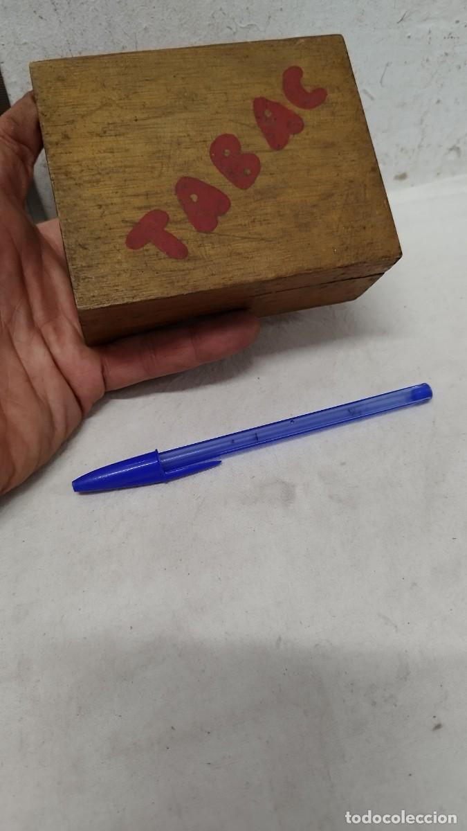 Blechdosen und Kisten: Antigua caja de madera,de principios SG.XX escrito tabaco=tabaco.