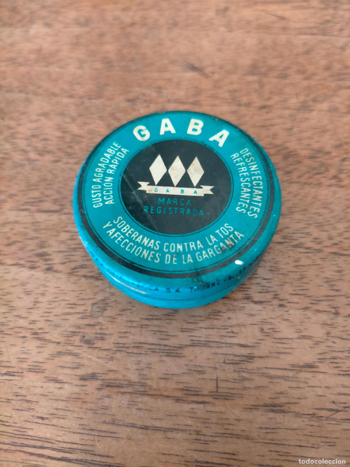 Blechdosen und Kisten: Caja cajita antigua de metal litografiada de farmacia circular Gaba pastillas para la tos