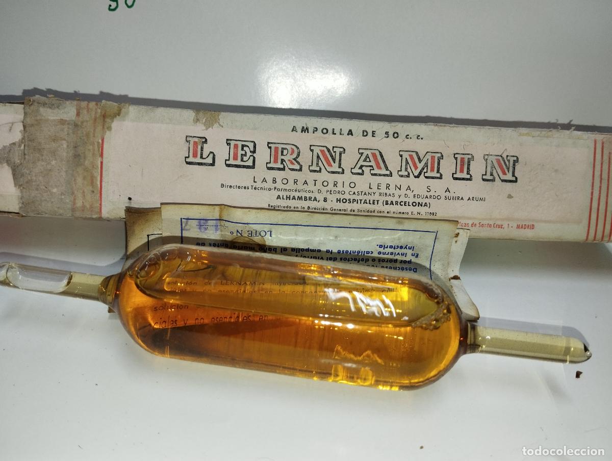 Cajas y cajitas met&aacute;licas: CAJA DE FARMACIA LERNAMIN AMPLLA SUERO // MEDICAMENTO ANTIGUO