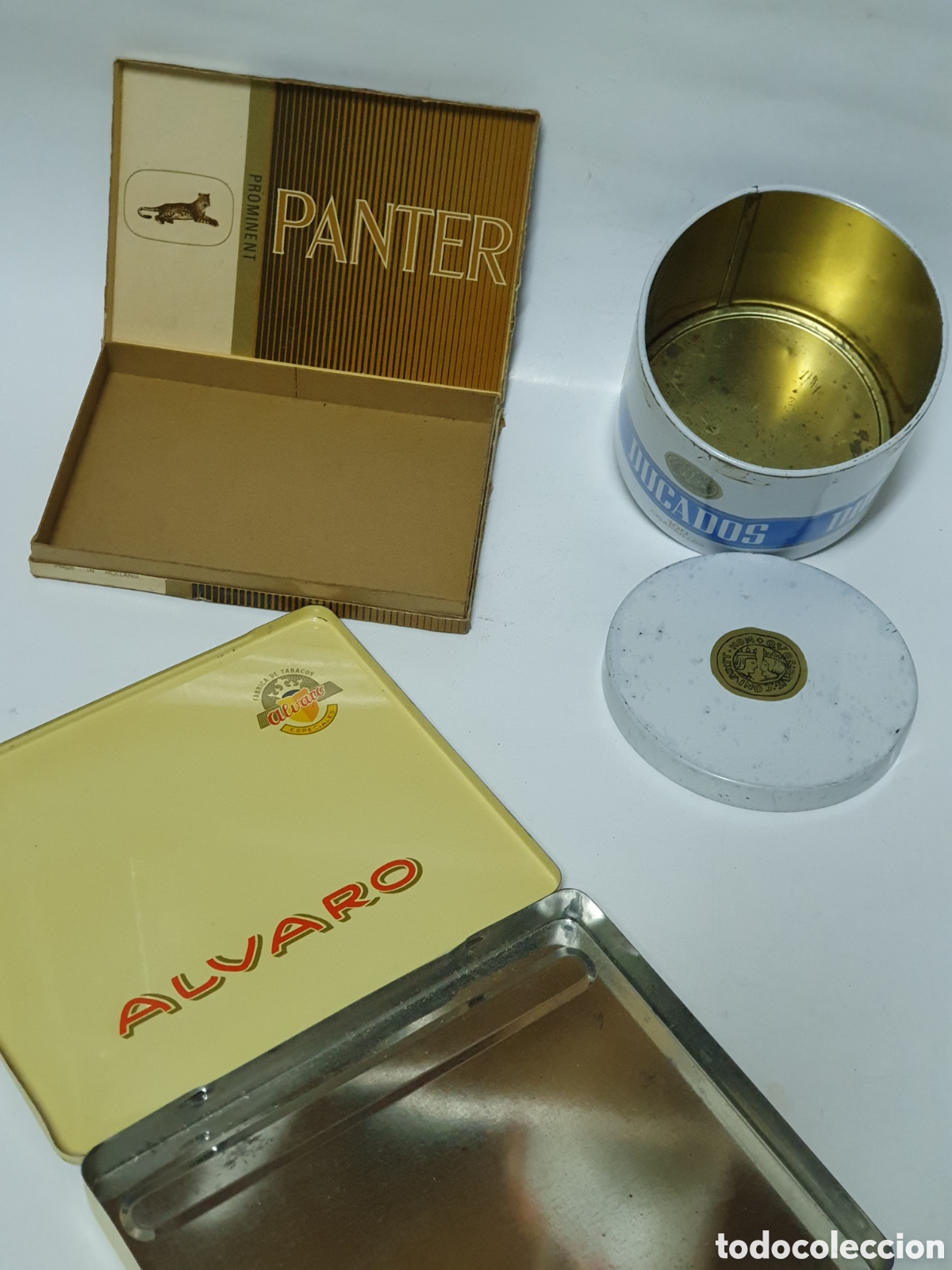Blechdosen und Kisten: TRES CAJAS DE TABACO. D7CADOS, ALVARO, PANTER. A&Ntilde;OS 60.