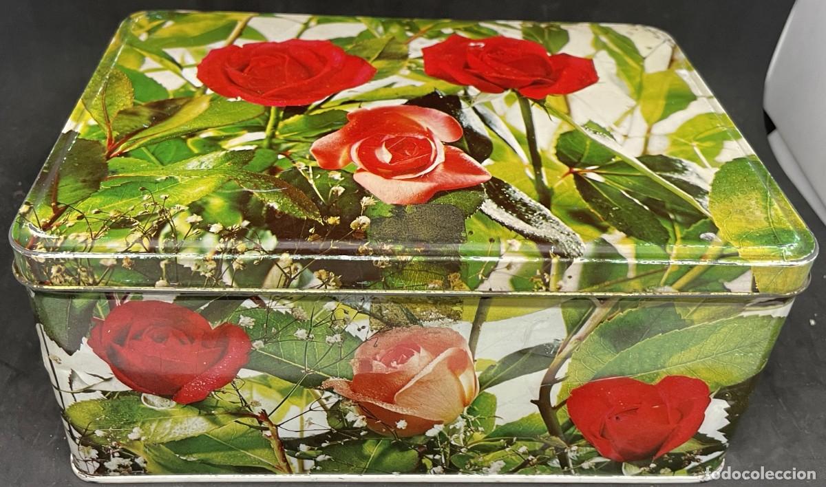 Bo&icirc;tes et petites bo&icirc;tes m&eacute;talliques: Caja de metal Colacao. Flores. Rosas. CAR1018
