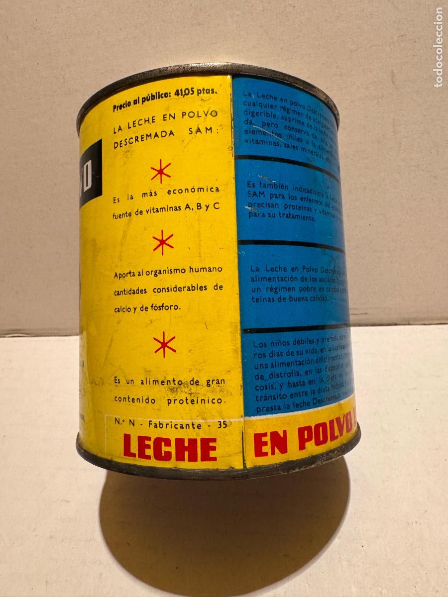 Cajas y cajitas met&aacute;licas: ANTIGUA LATA DE LECHE EN POLVO SAM - Foto 2