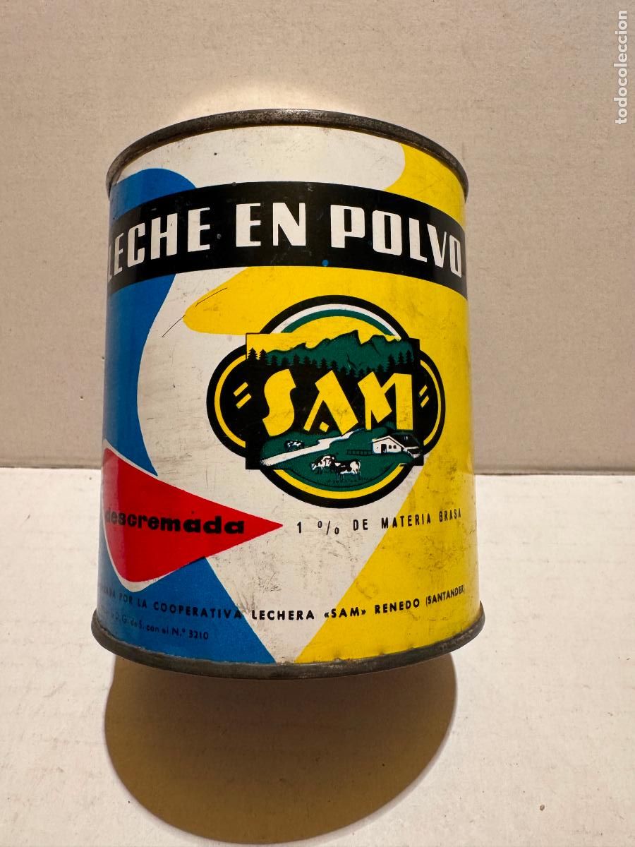 Cajas y cajitas met&aacute;licas: ANTIGUA LATA DE LECHE EN POLVO SAM - Foto 1